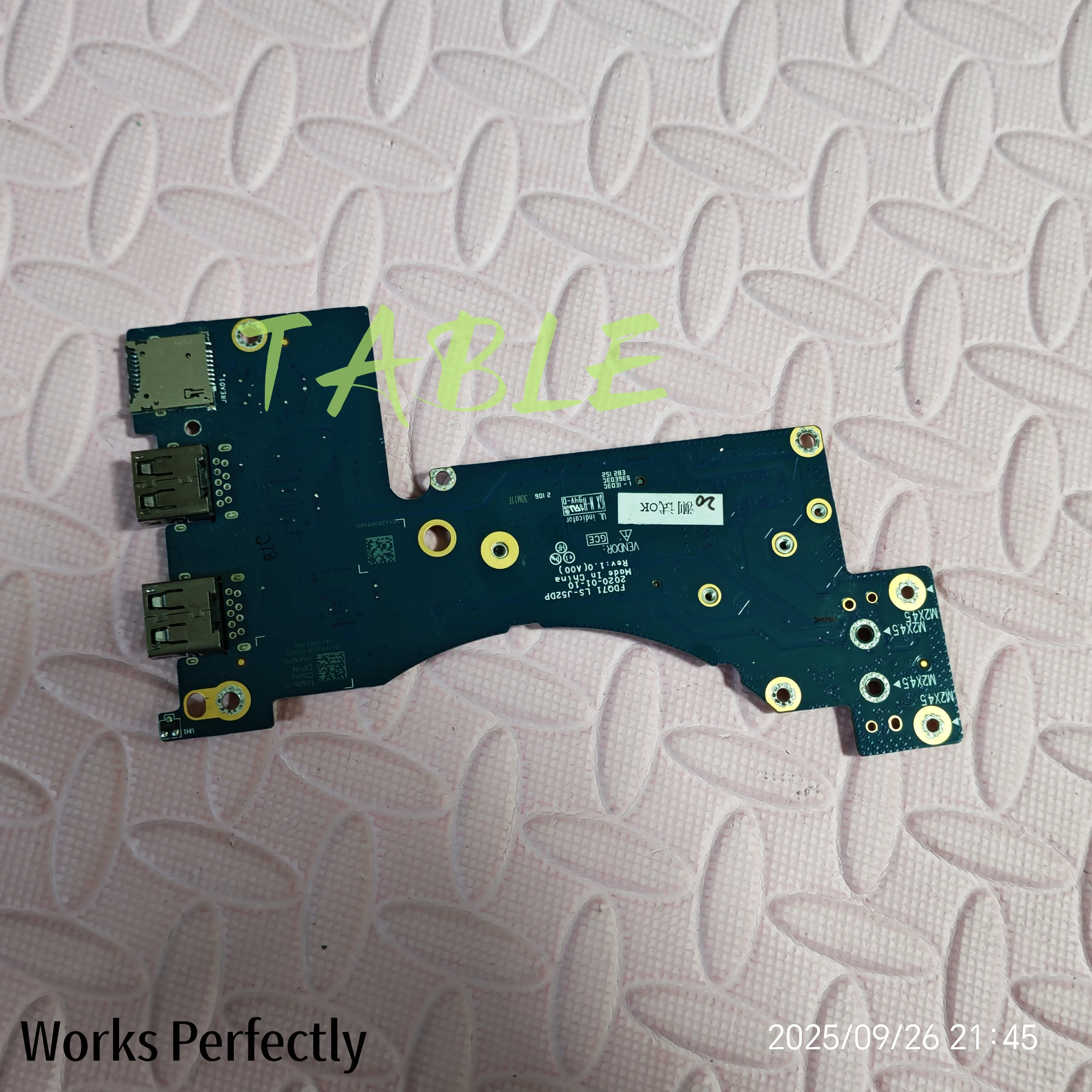 FOR Dell M17 R3 IO WIRELESS USB BOARD CONNECTOR LS-J52DP 0KFNTW KFNTW