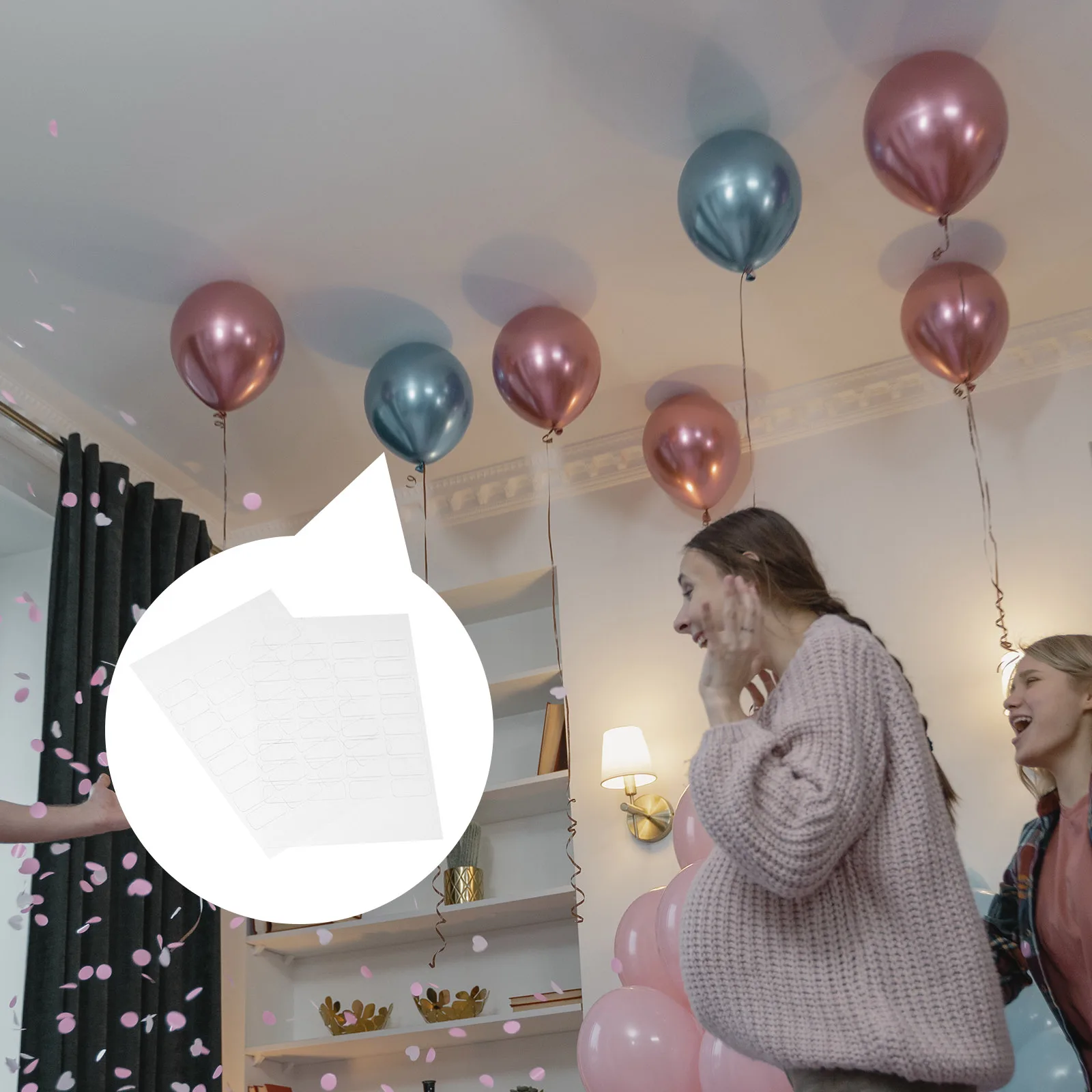 Cinta adhesiva fuerte de doble cara con gancho, transparente, extraíble para globos, decoraciones para fiestas, proyectos artesanales, pegamento sin rastro, 64 Uds.