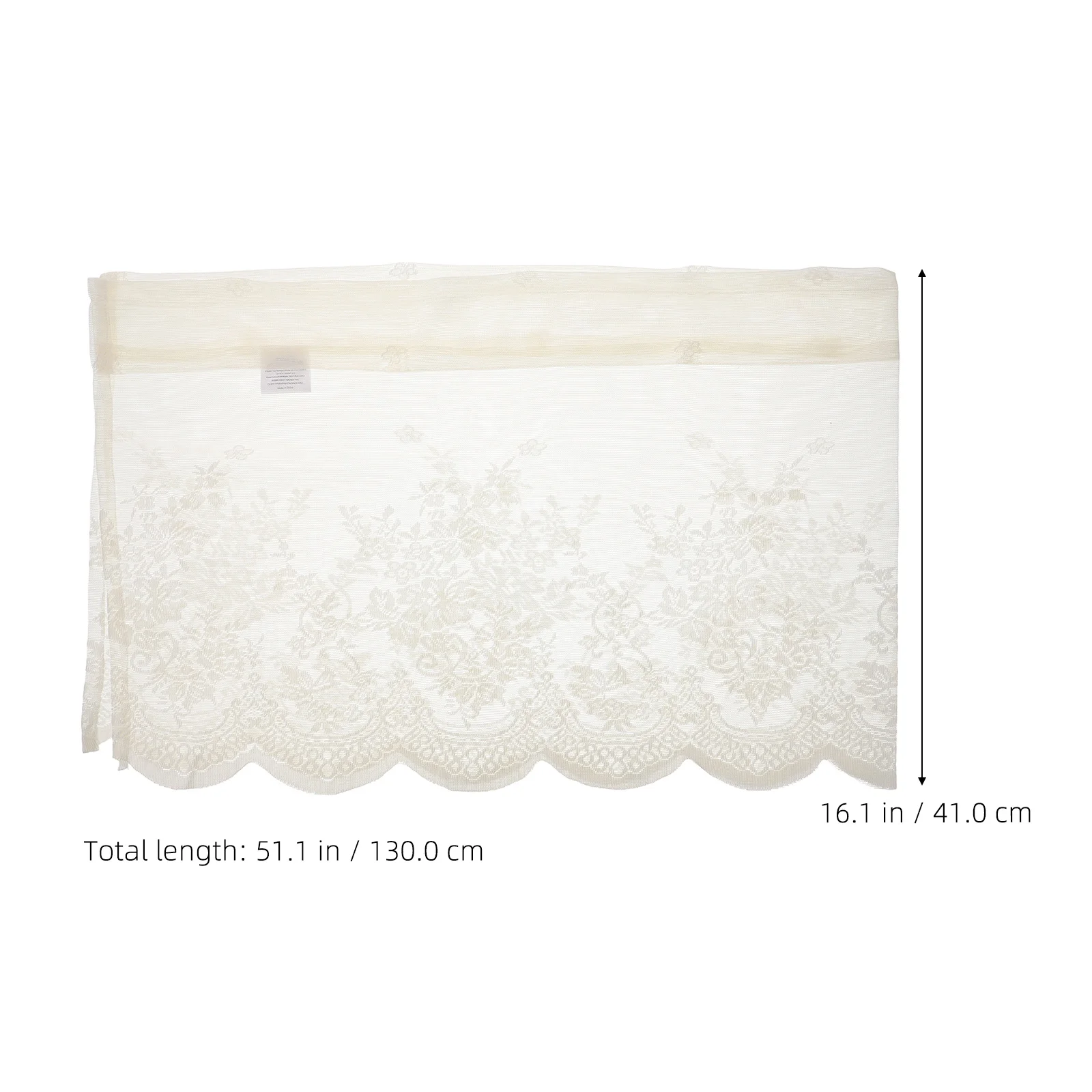 Rideaux en dentelle courts décoratifs résistants au soleil, transmetteurs de la lumière ventilés pour cuisine, balcon, toilettes, 130x41cm, Beige