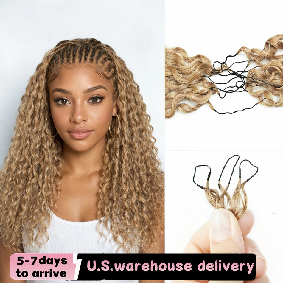 

Медово-золотистые пряди Deep Wave для плетения крючком, без узлов, предварительно разделенные, из натуральных волос, глубокие кудри, для женщин