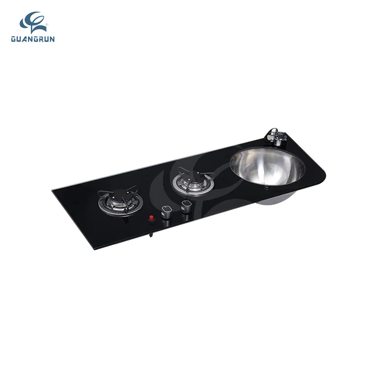 Two-Burner Gas Hob Stainless Steel Kitchen Sink Combination For Motorhome Yacht Cabin-Size 917*340*130mm RV Parts Accessories
