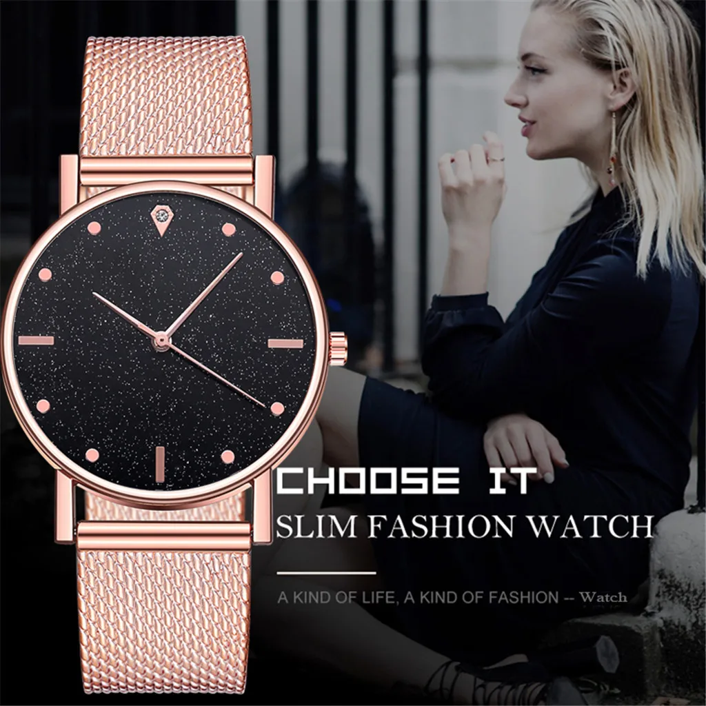 Top Brand Women Watches Fashion Quartz Watch Stainless Steel Dial Simple Rose Gold Mesh Wristwatches Luxury Watches Free Shiping