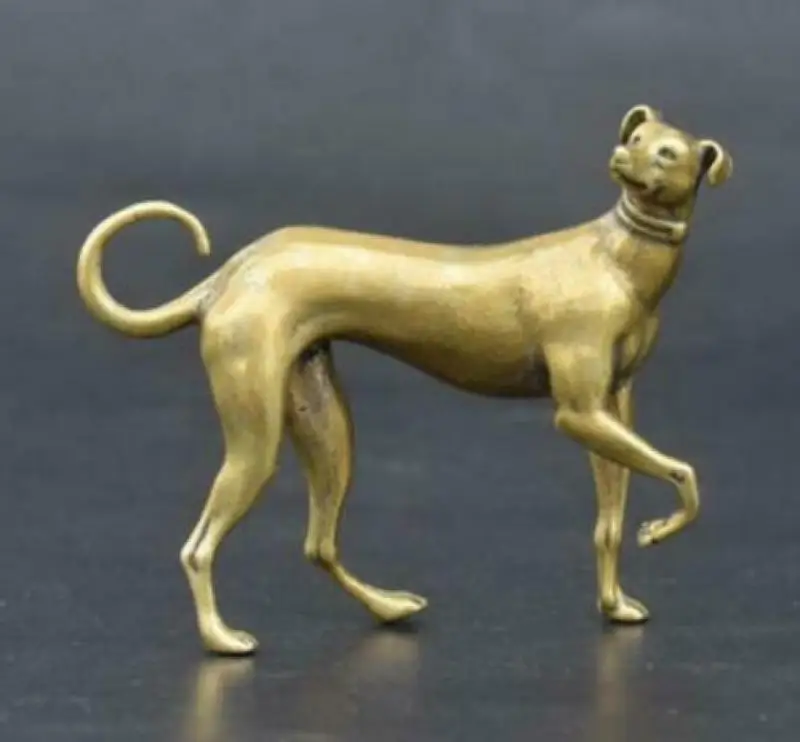 

China Pure brass Exquisite dog small Statue Vintage Metal Animal Statue