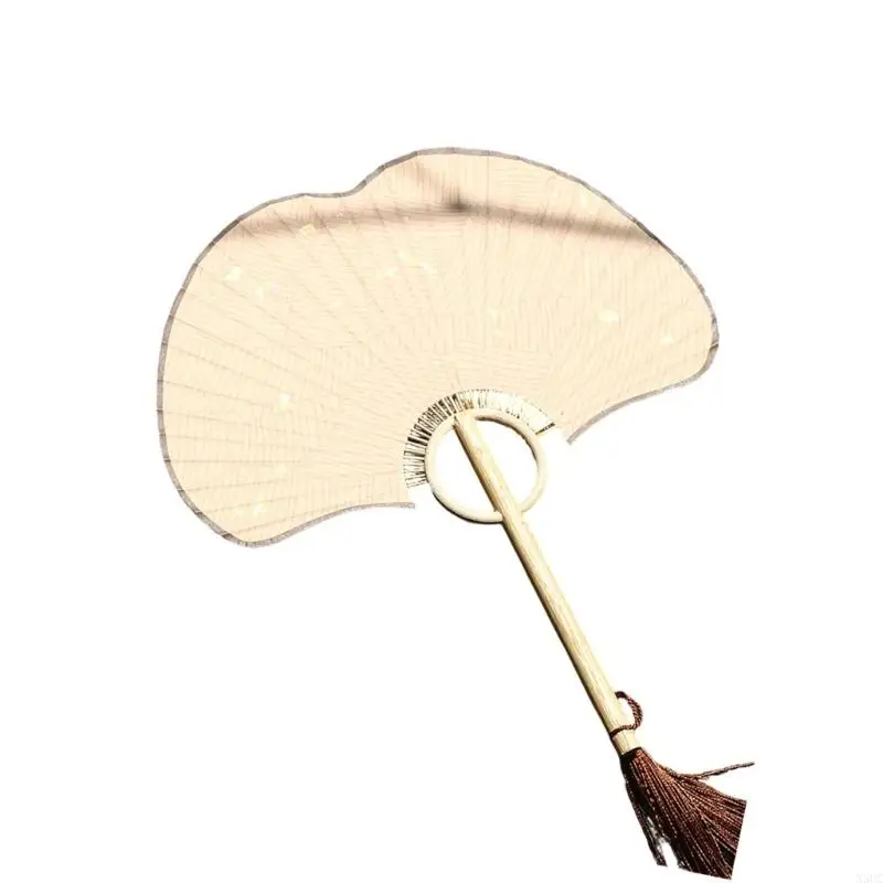 Ginkgos Rice Paper Fan Chinese Styles Hand Fan Handheld Fan Dance Fan Photo Props X3UC