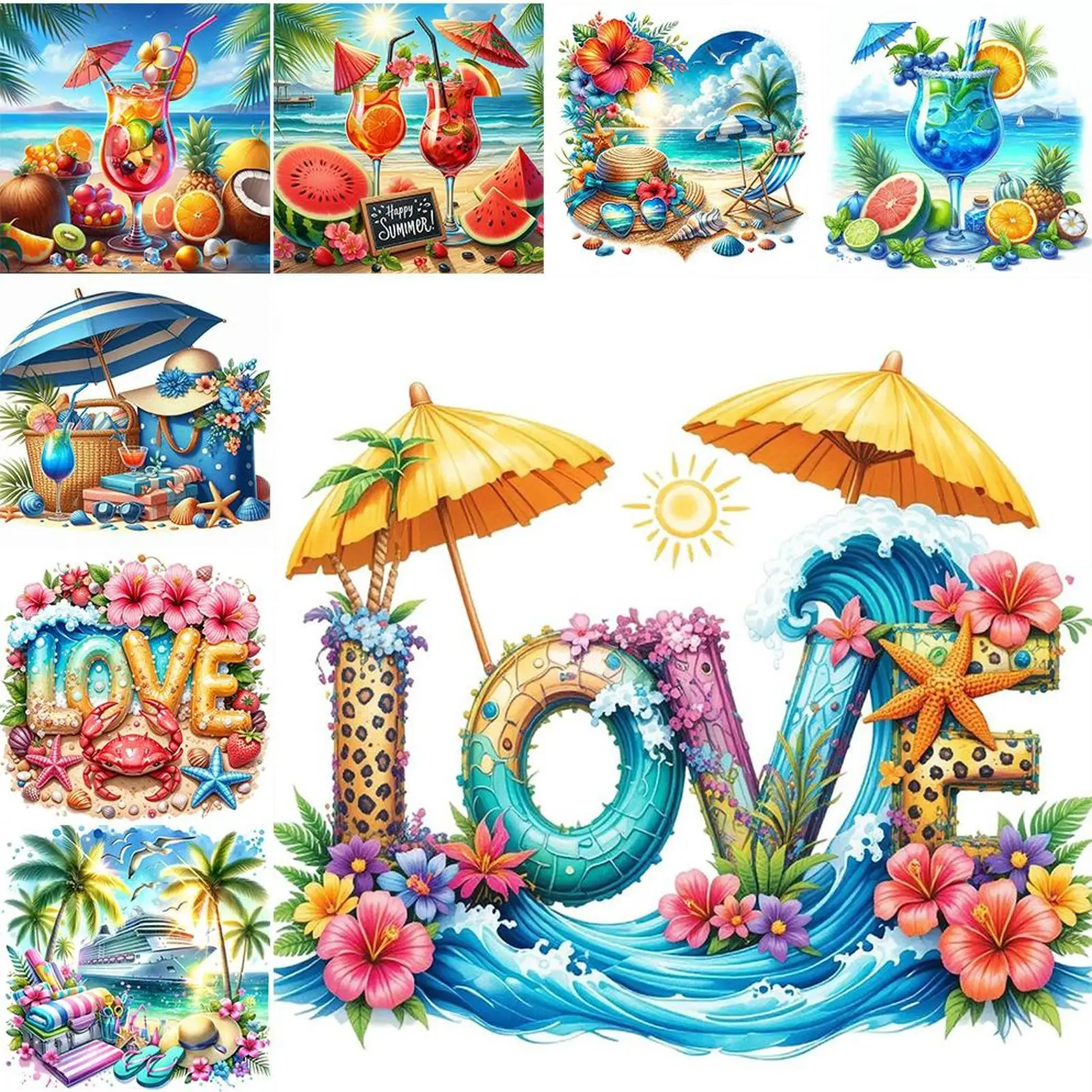 

Summer Beach Full DIY 5D Round Drill Diamond Dots Paintings Picture Arts Craft for Adults/Beginners Gift Idea Home Decor 30x30cm