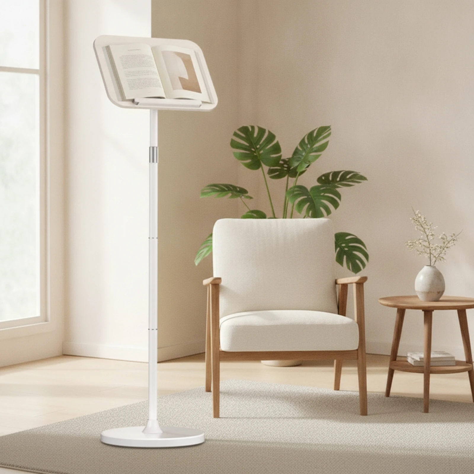 Floor Music Stand Height Adjustable Book Stand with Base Floor Book Holder Telescopic Multifunctional for Readers, Home Study