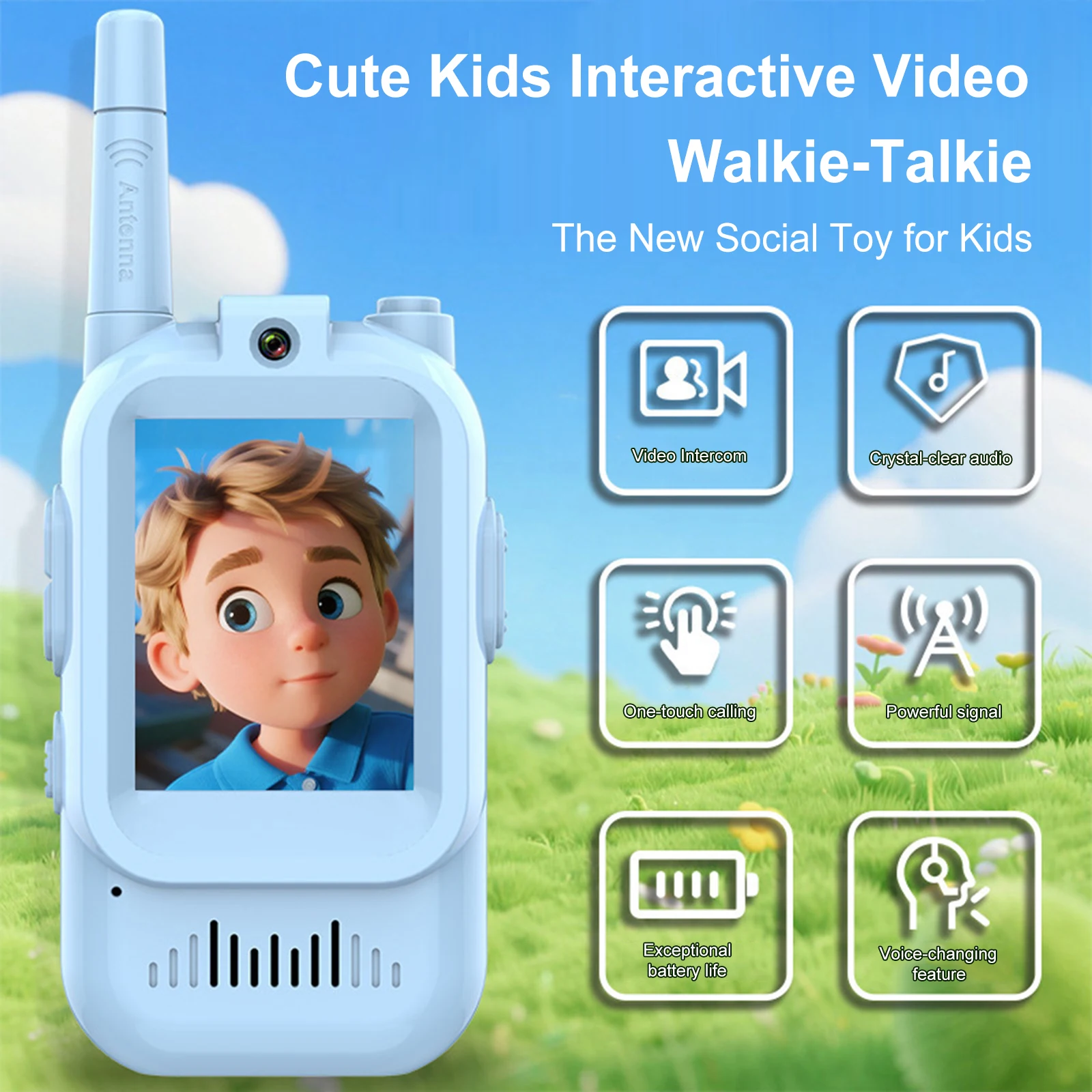 Oplaadbare walkietalkies met video-video-intercom Walkietalkie voor jongens en meisjes van 3, 4, 5, 6, 7, 8 jaar oud