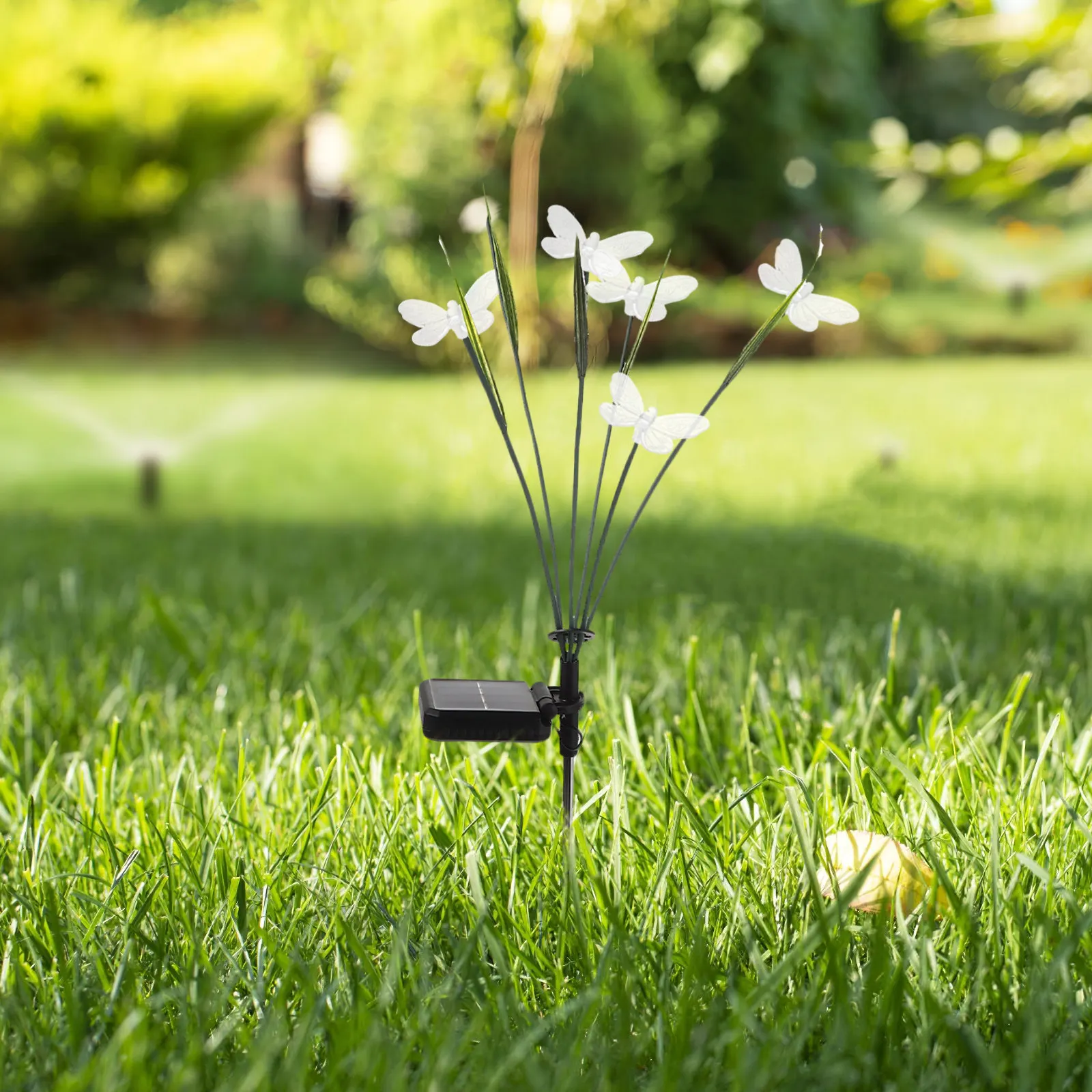 100Pcs Solar Powered Butterfly Garden Lights Stake Type Waterproof Outdoor Decoration LED String Lights for Patio Pathway Yard