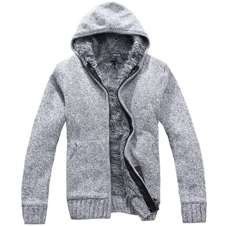 

Men's Winter Sweater Thiened Hooded Cardigan Long Sve Knitted Pullover Casual Sle Cozy Warm Knitwear for Youth