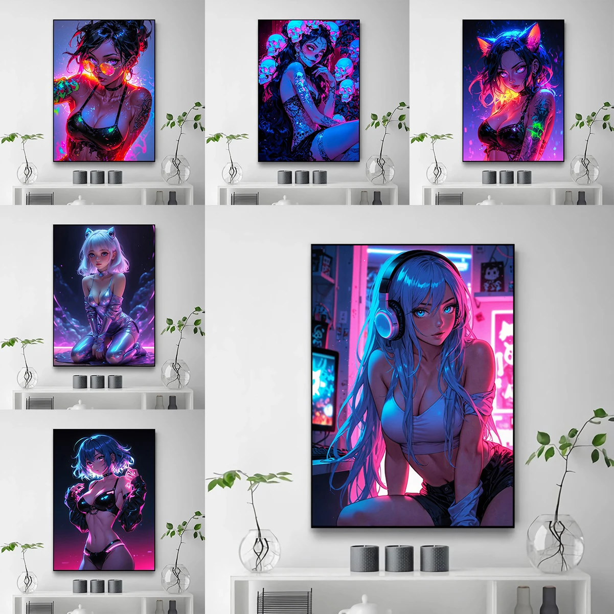 

Sexy Anime Girl Canvas Painting Paintings on the Wall Decoration Items Decorative Picture Poster Aesthetic Room Decor