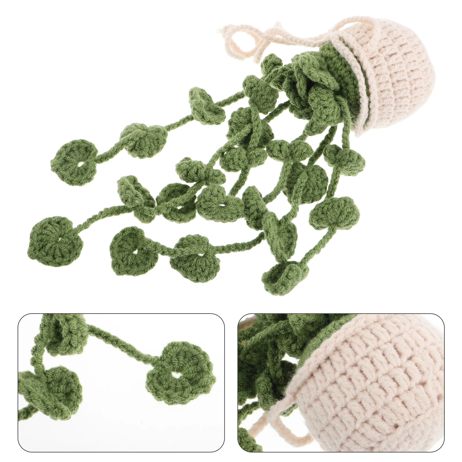 

Elegant Hanging Ornament Basket Style Rearview Mirror Decor Creative Pendant Space-Saving Interior Decorations Crochet