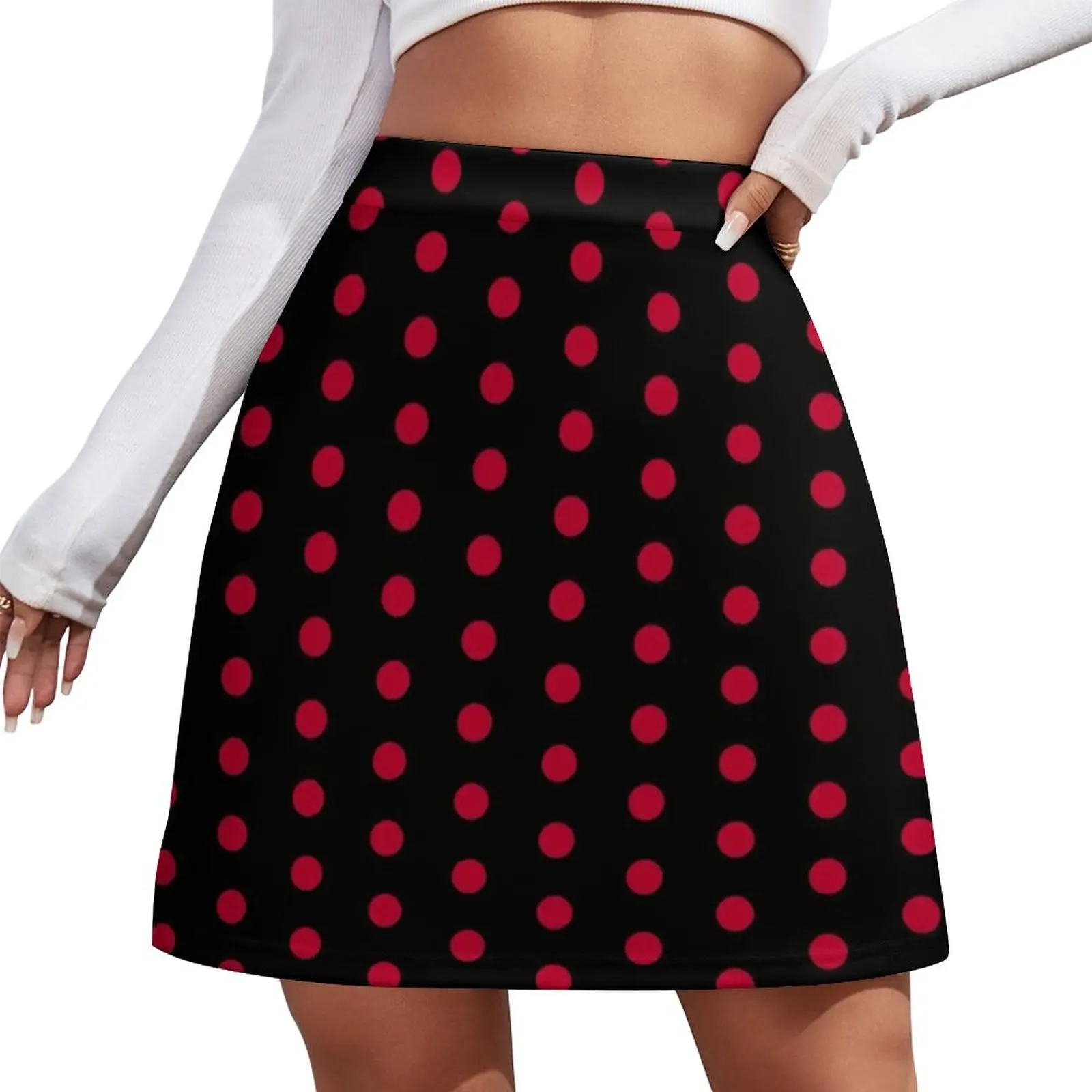 

Black with Red Polka Dot Skirt Dotted 70S Vintage Harajuku Casual Skirts Womens Retro Mini Skirt Skort Clothes Birthday Present