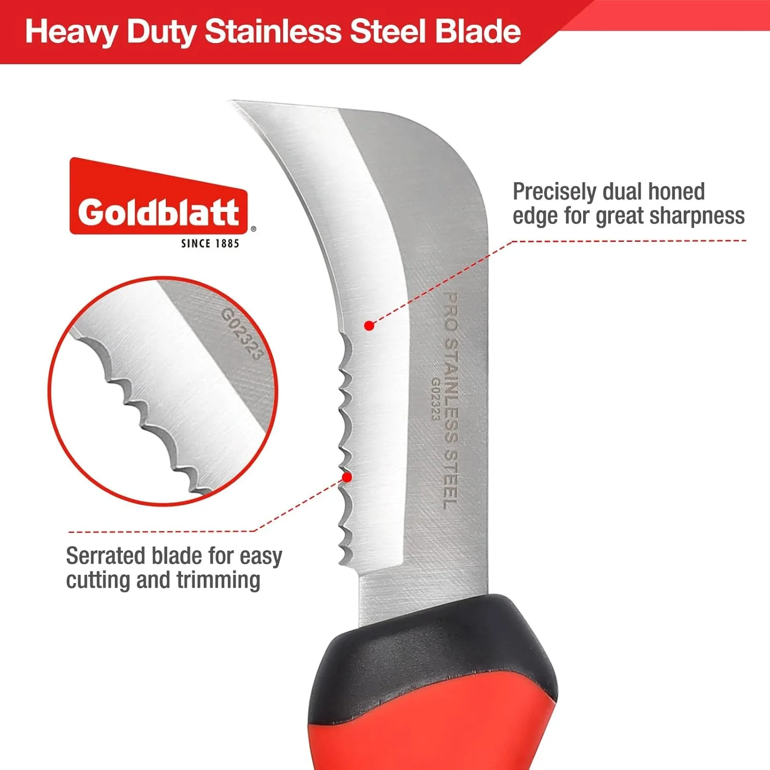 GOLDBLATT G02323 Linoleum Knife Hand Tools Multifunctional Soft Grip Carpet Knife