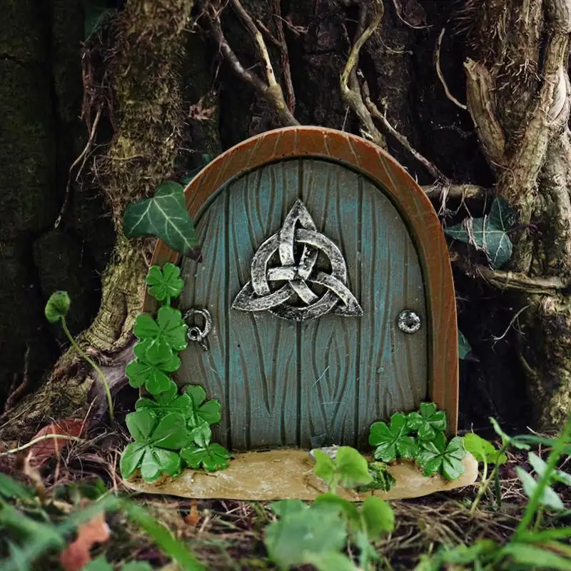 Elf Fairy Door Wooden Sculpture Garden House Miniature Decor for Tree Yard Artistic Outdoor LandscapingHot Sale