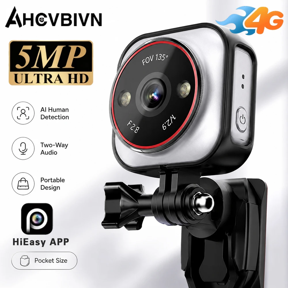 4G Mini 5MP Security Cam 135° Wide Angle AI Human Detect Two-Way Talk AOV Mode HiEasy APP Baby Pet Indoor Surveillance Cam