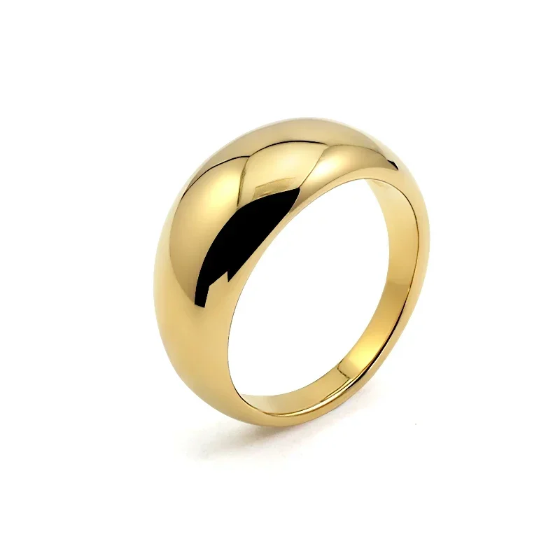 Anel curvado liso de aço inoxidável, cor de aço, 6mm de largura, tipo geométrico simples, anel masculino, anéis de ouro para mulheres, joias