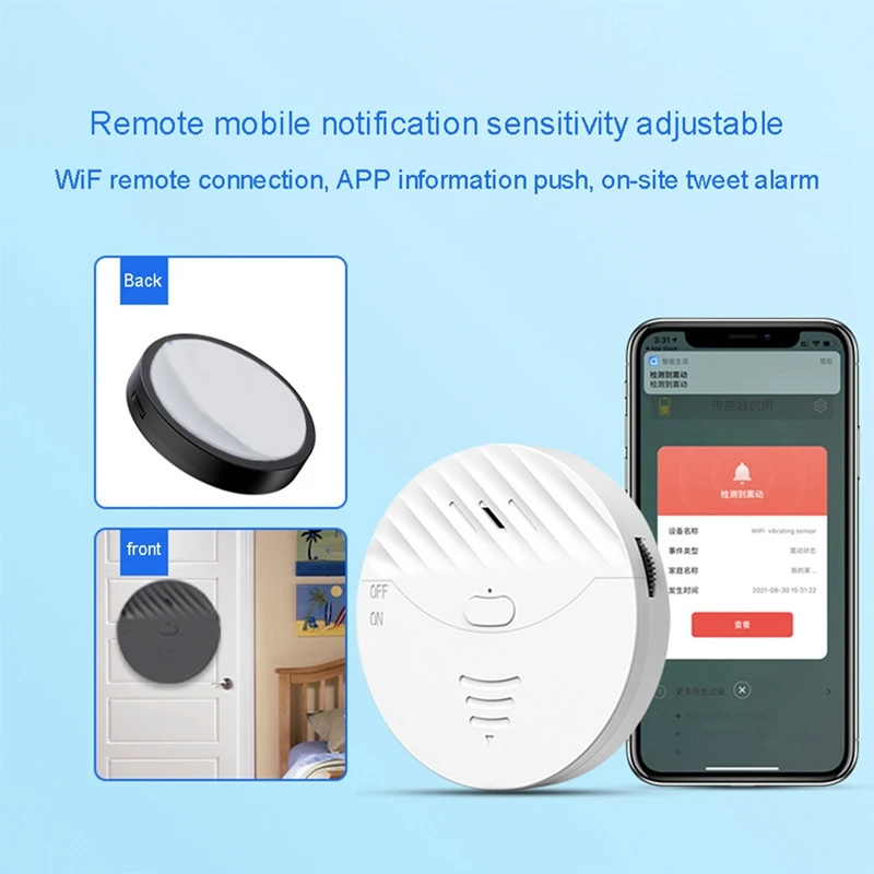 Alarma de vibración inteligente Tuya para puerta y ventana, alarma de seguridad para el hogar, alarma de advertencia de ladrones e intrusos, 130DB