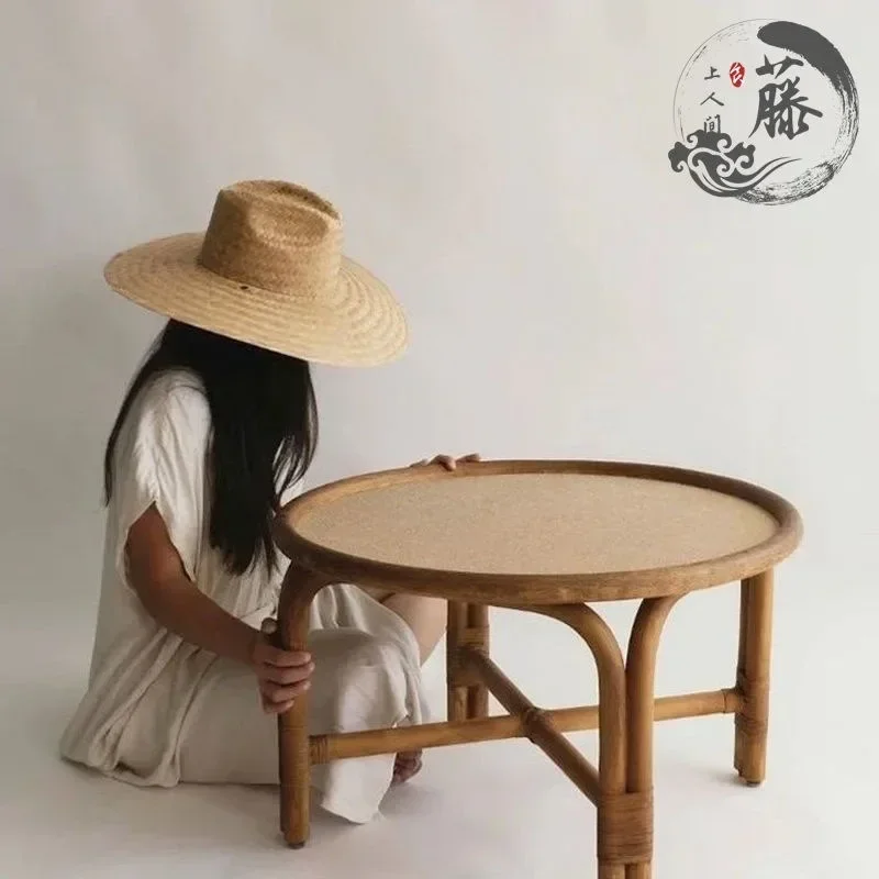 Round Yunnan Dai coffee table table small table B & B real vine natural rattan rattan weaving