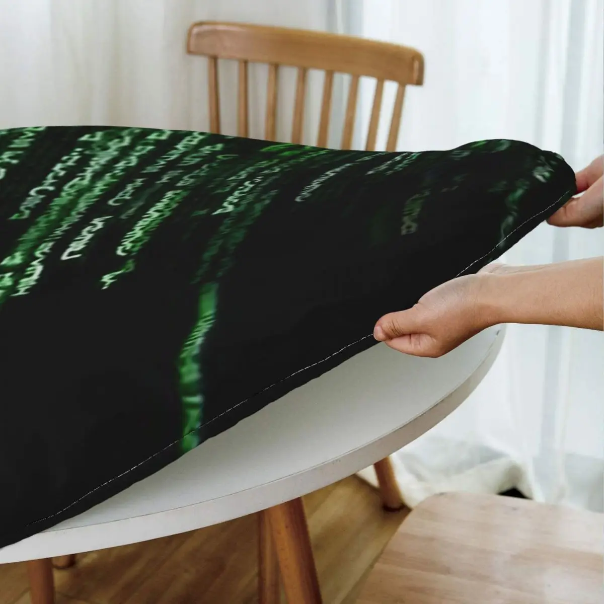 The Matrix Waterproof Round Tablecloth Oilproof Table Cloth for Kitchen Events Dining Table Cover