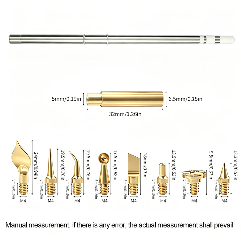 T12 Hakko FX951 FX950 FM203 Soldering Iron Tip Internal Thread Head M2-M8 Brass Hot Melt Insert Nut for Soldering Tools