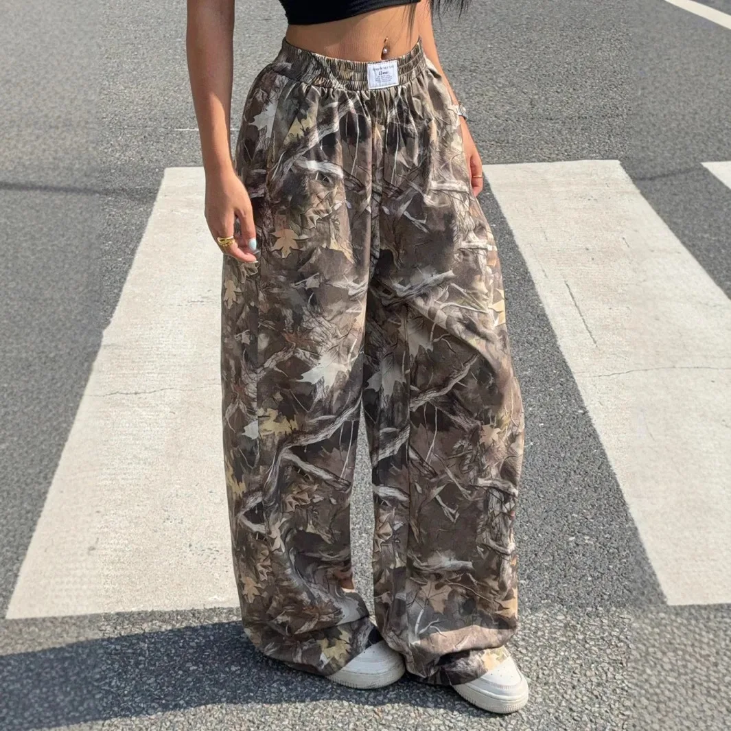 2025 Spring and Autumn Spice Girls Women's New High Waist Wide Leg Pants Loose and Skinny Spice Girls Mopping Casual Pants