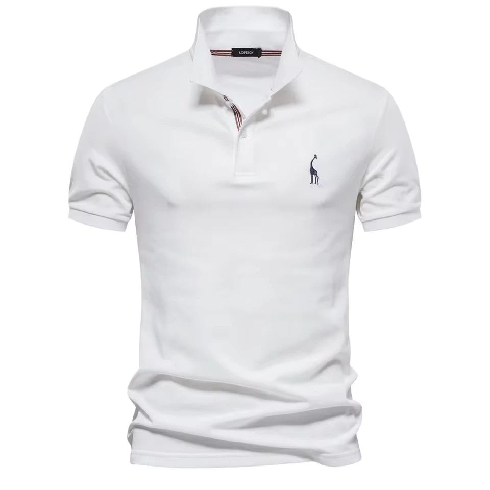 

Premium Men's Polo Shirt Deer Embroidery Design 80% Cotton EU Size Casual Short Sleeve Shirts Business Polo Tops Hot Seller