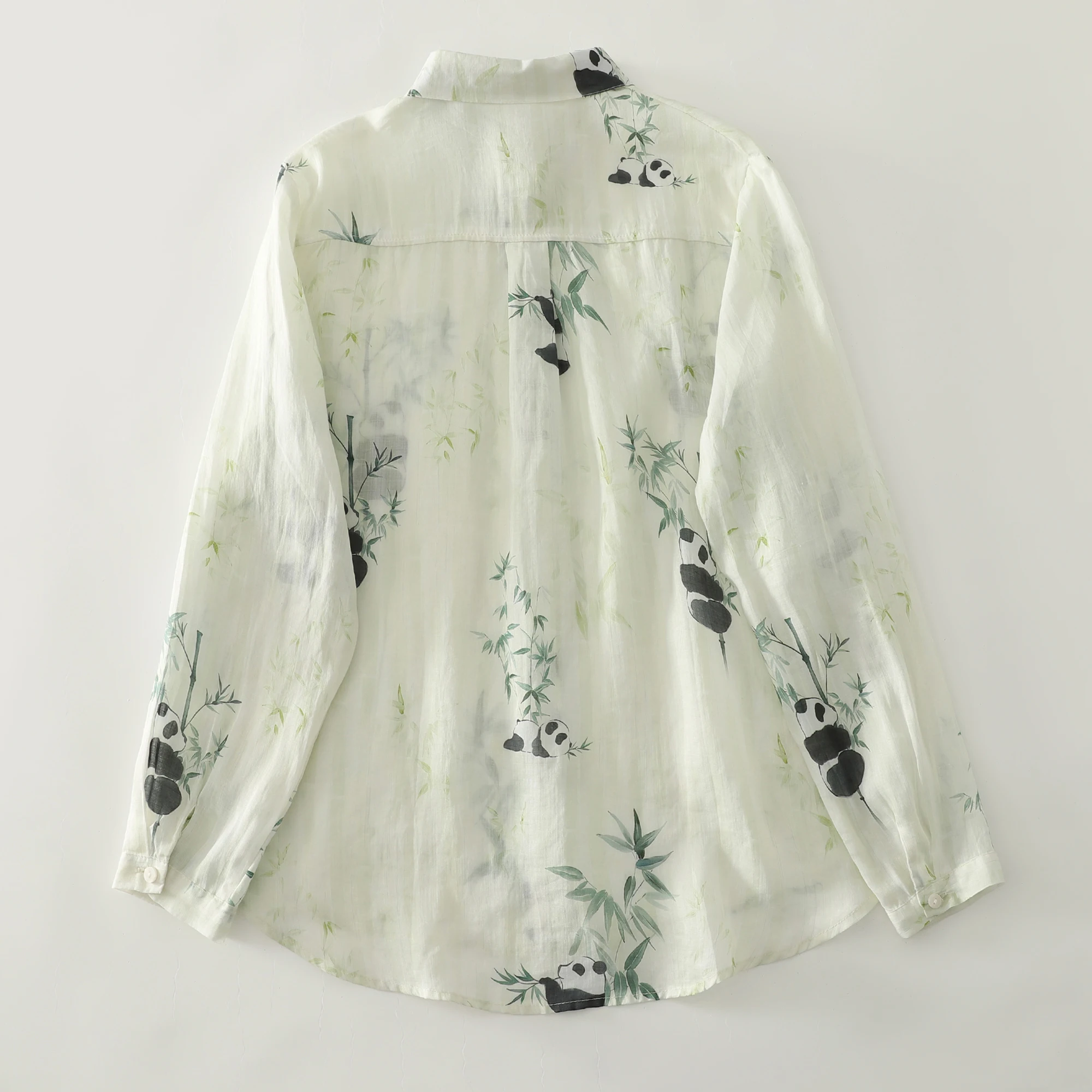 Jesienny Nowy Nadruk Panda Sle, Artystyczny Top Damski, Luźny Krój, Długi Rękaw, Mieszanka Bawełny i Poliestru