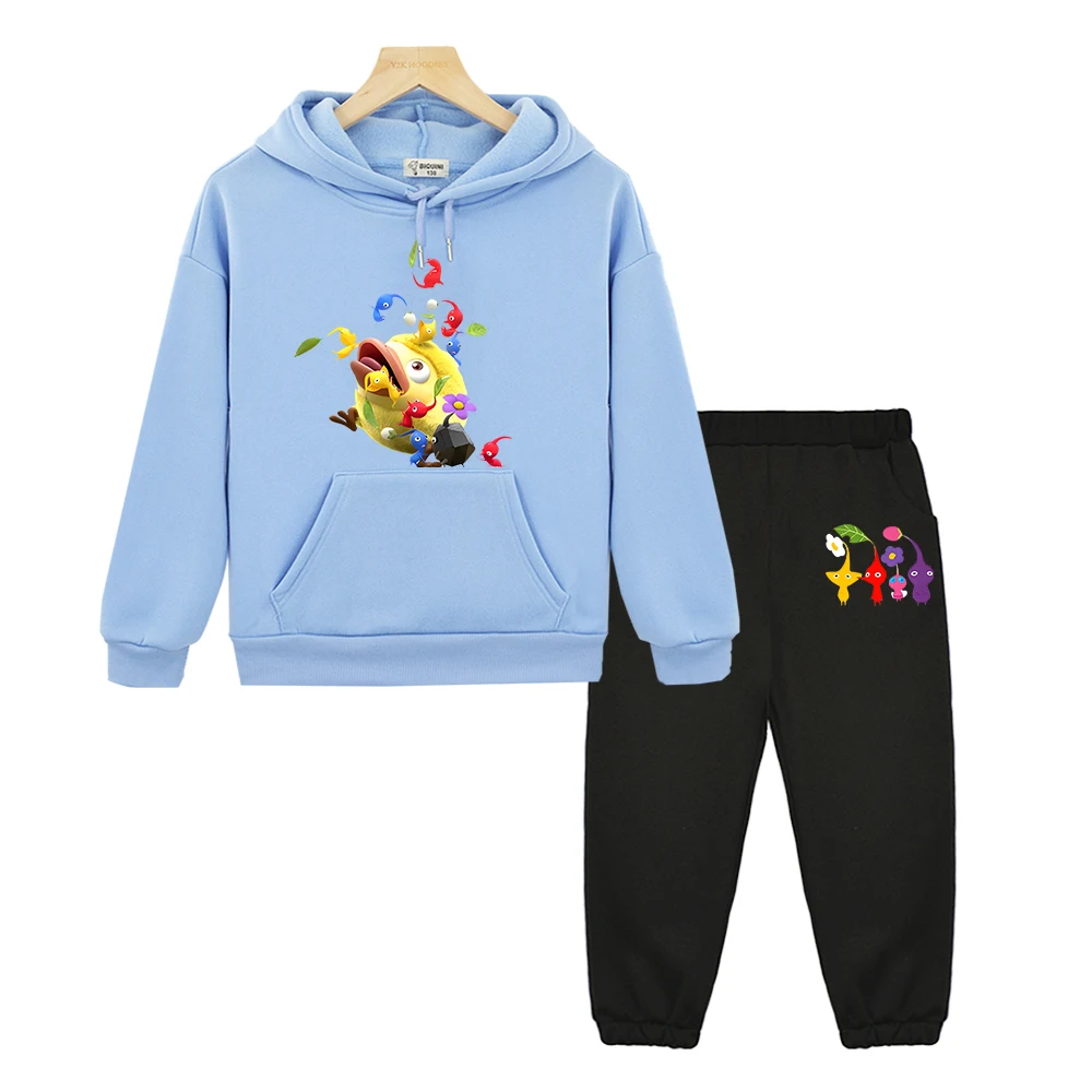 

Pikmin Graph Hoodies Fleece sweatshirt girls boys Hooded Sets anime hoodie 2PS Top+ Pants Autumn pullover kids boutique clothes