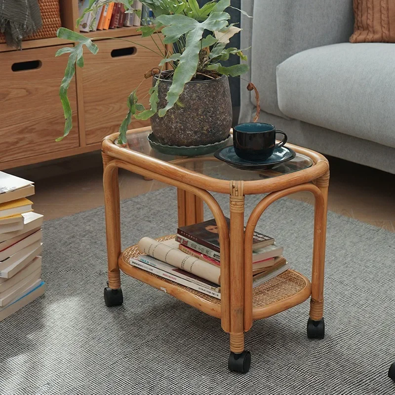 Rattan balcony small Japanese retro sofa coffee  removable tea  bedside storage side
