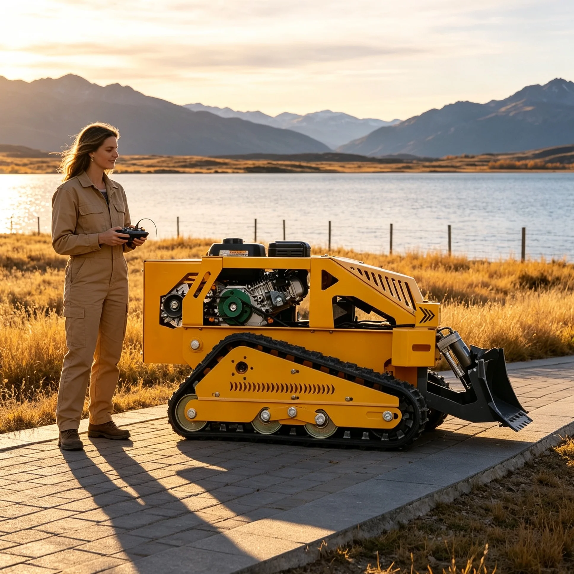 Customized 550S self‑propelled remote‑controlled lawn mower, upgradeable industrial remote control adapts complex undulating