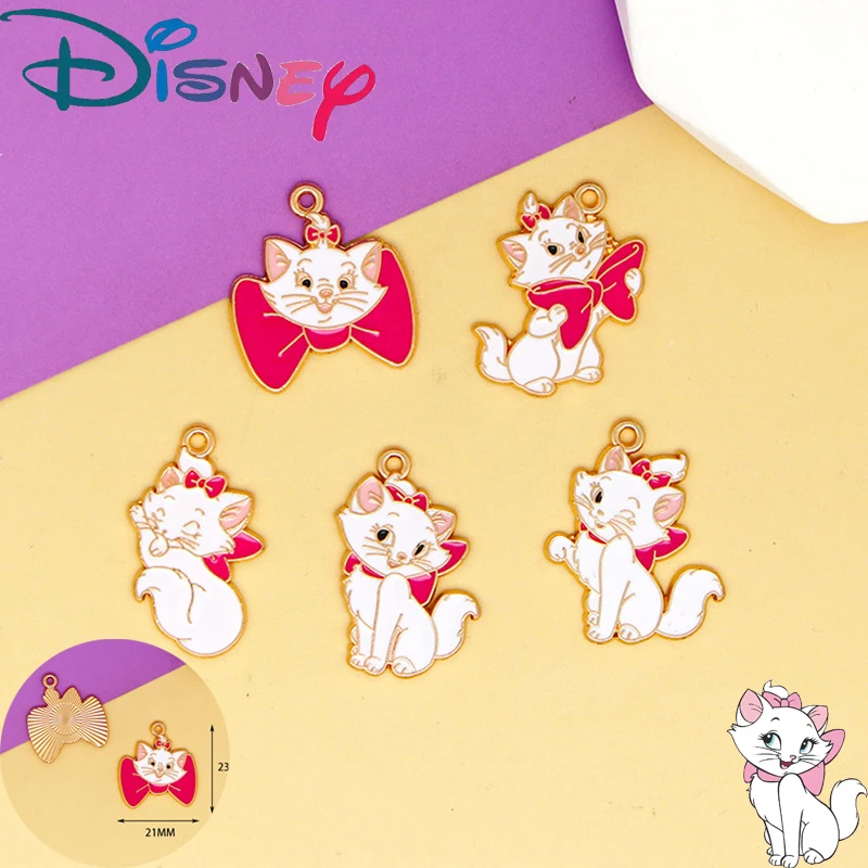 Disney Marie Cat Charms Cute Cartoon Multicolor Anime Enamel Gold Color Metal Pendants DIY Necklace Bracelet Jewelry Making Gift