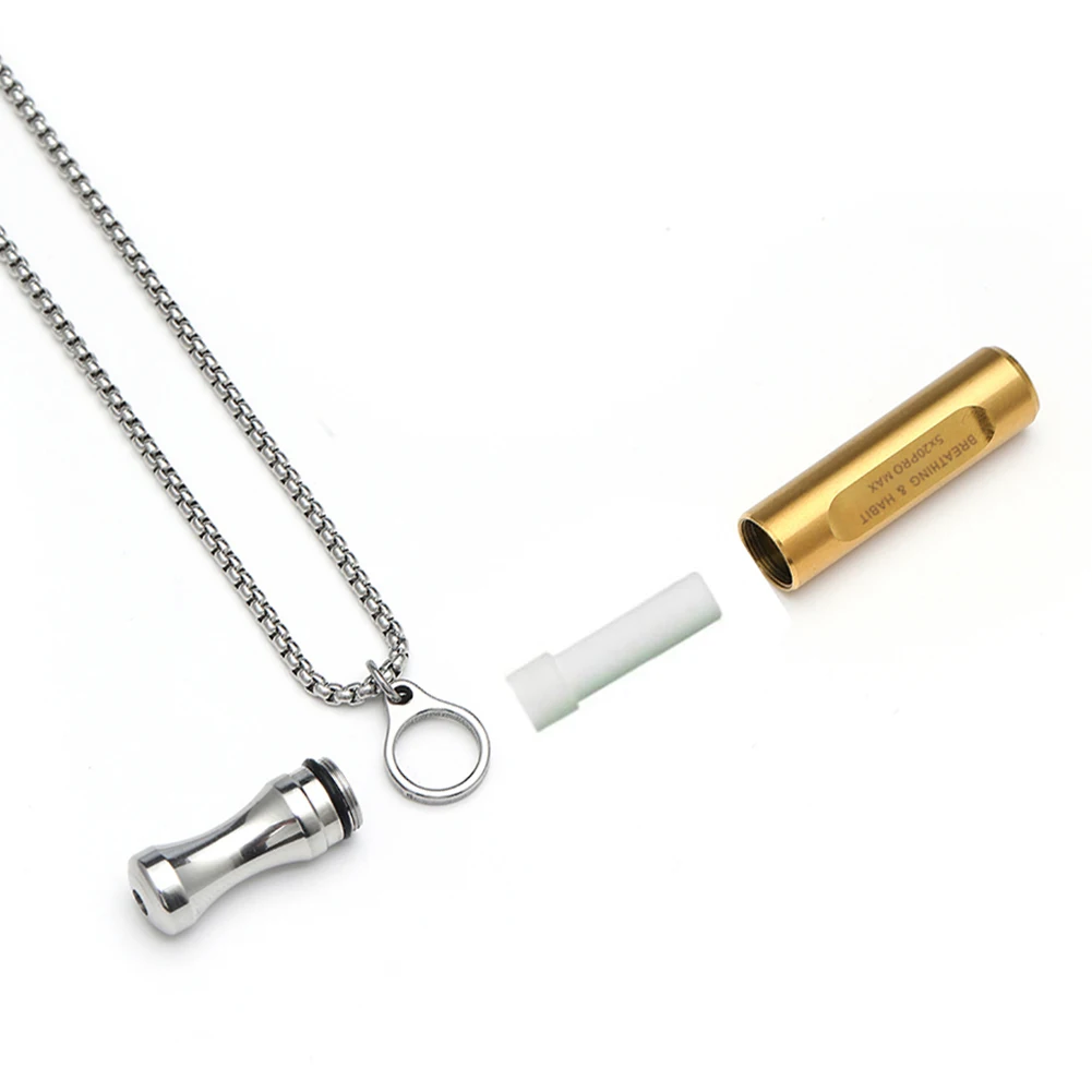 

Mindfulness Breathing Necklace Stop Smoking Aids Fidget Round Mouth Anti Vaping Necklace for Natural Calm
