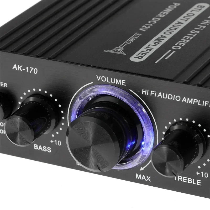 Mini Audio Power Amplifier AK170 12V Dual Channel 20W+20W HIFI Digital Stereo Audio Power Amplifiers Home Car Radio Microphone