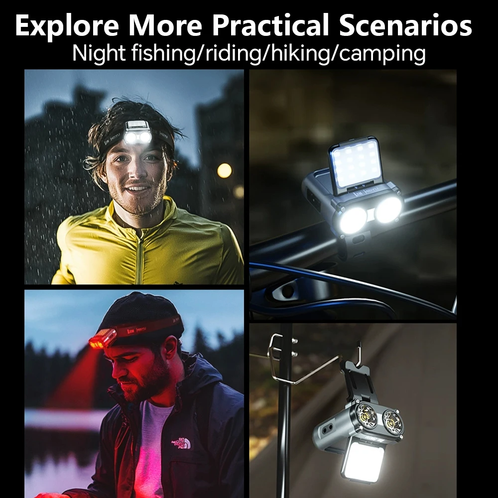 SKYRAY SH900 MINI Headlamp Type-c Rechargeable Headlight Portable Sensor Hat Lights Led Flashlight Fishing Front Bicycle Light