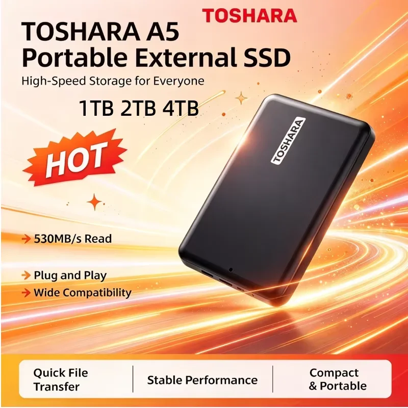 2026 Hot Sale TOSHARA A5 External Hard Drive USB3.0 HDD 1TB 2TB 4TB Original Portable Storage Hard Disk for Mac Laptop Android