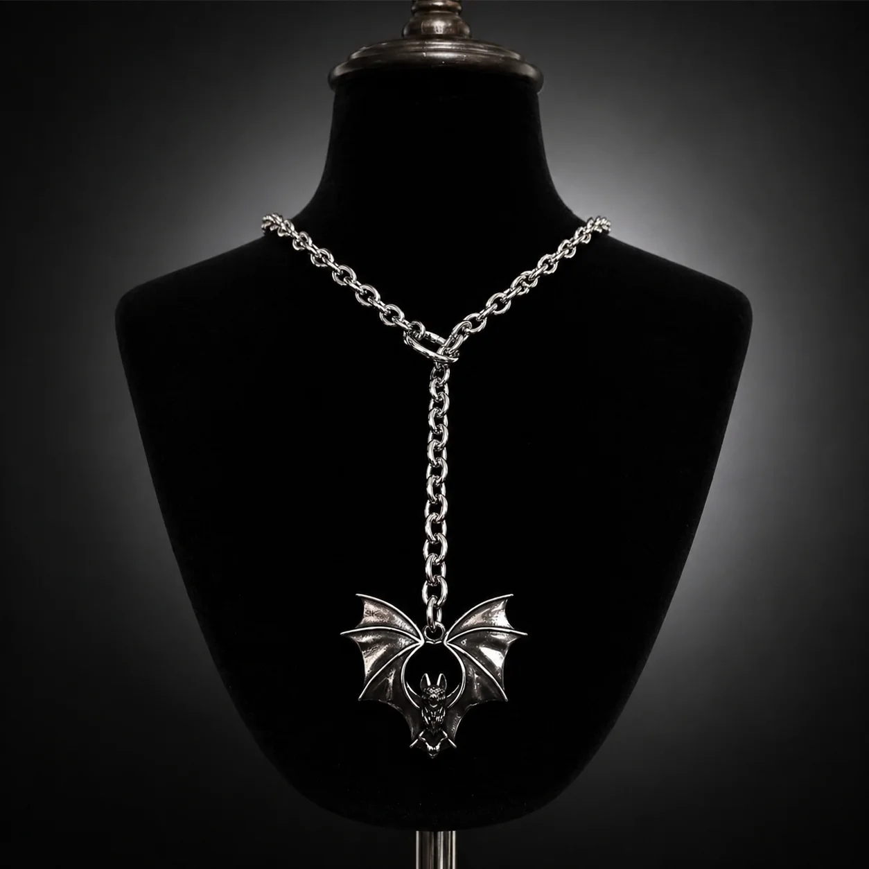 Vintage Gothic Bat Pendant Necklace for Women Men Punk Silver Color Link Chain Choker Necklace Jewelry 70cm