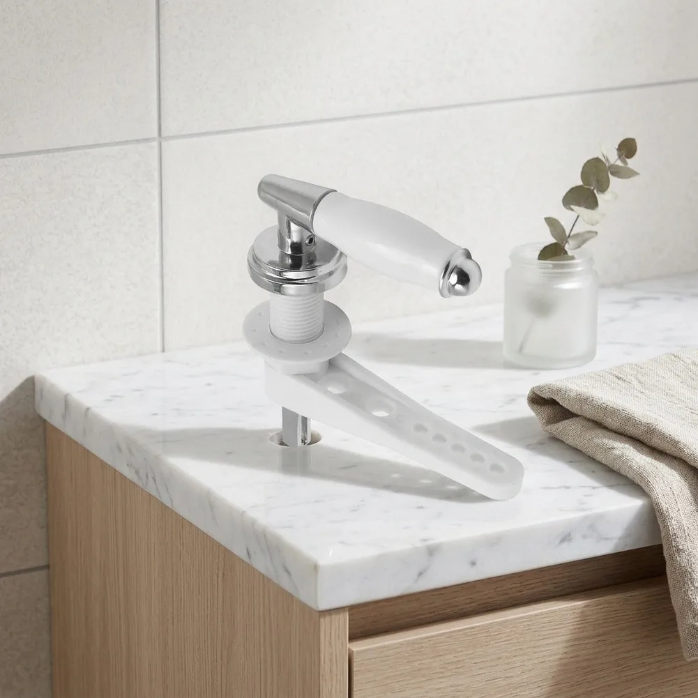 Toilet Tank Flush Lever Handle Chrome Toilet Wrench Iron Handle Toilet Wrench Water Tank Accessories Bathroom Fixture