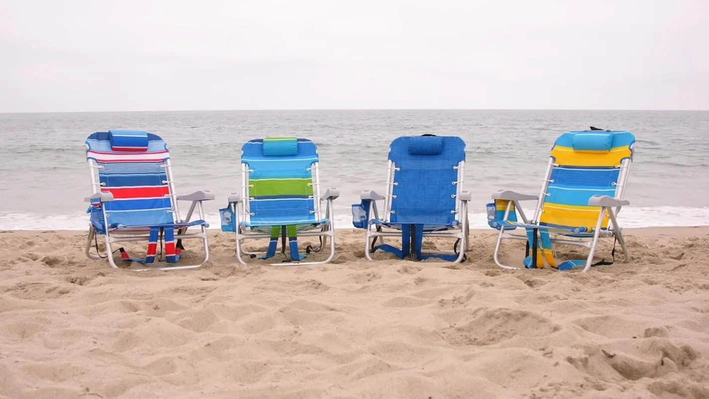 

Homevative Cooler+ Folding Backpack Beach Chair, Towel Bar, XL Cooler Bag, Storage Net, Cup and Phone Holder, Fireworks