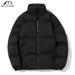 MaiDangDi abbigliamento da uomo in cotone tinta unita giacca da pane nera alla moda 5XL di grandi dimensioni autunno/inverno abbigliamento da uomo all'aperto