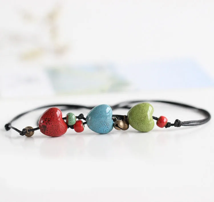 Creative fashion handmade heart ceramic anklets small jewelry national wind parts Dropshipping #1322