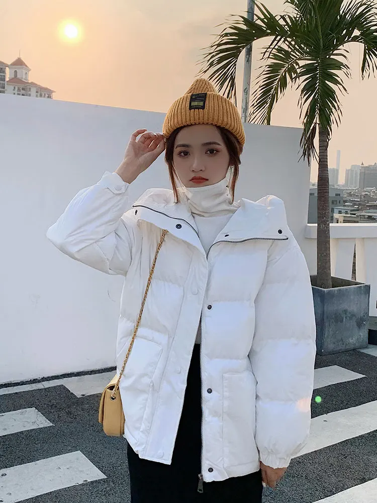 

Make white paragraph length down cotton-padded jacket female little bread fashion clothing collar coat in winter