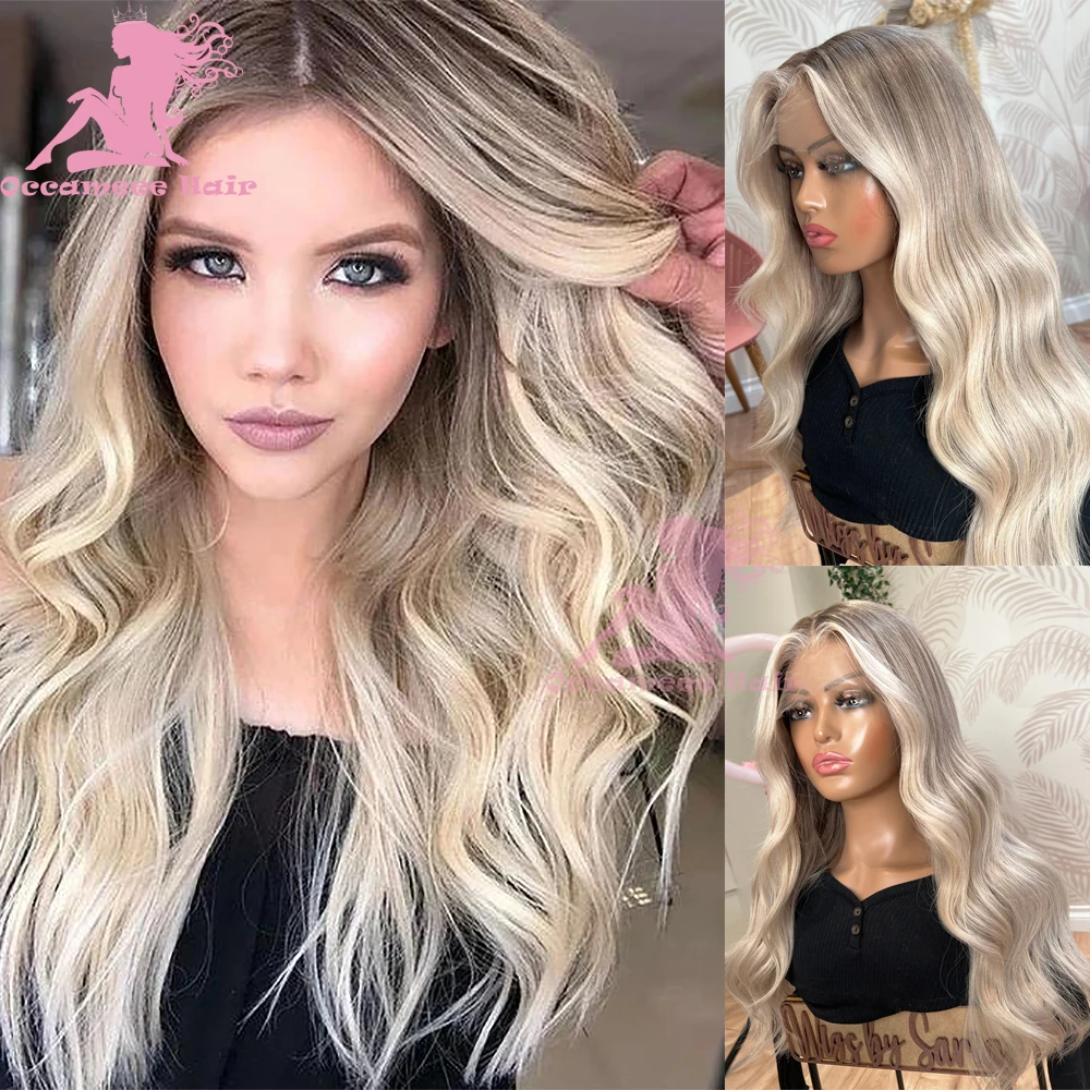Hightlight Lace Frontal Wig Human Hair Brown Ash Blonde Wigs Glueless Transparent Swiss Lace Brazilian Preplucked Colored Natura