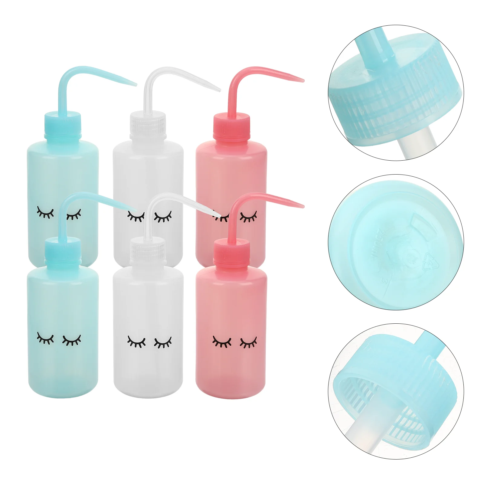 

6 Pcs Water Jugs Curved Mouth Kettle Tattooing Bottle Jar Squeeze Bottles for Liquids Eyelash Wash Washing Child