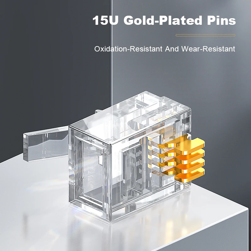 ROVLL RJ11 Connector 6P2C 6P4C Gold Plated Telephone Modular Plug RJ11 Crystal Head Internet Phone Jack Durable Eco-Friendly