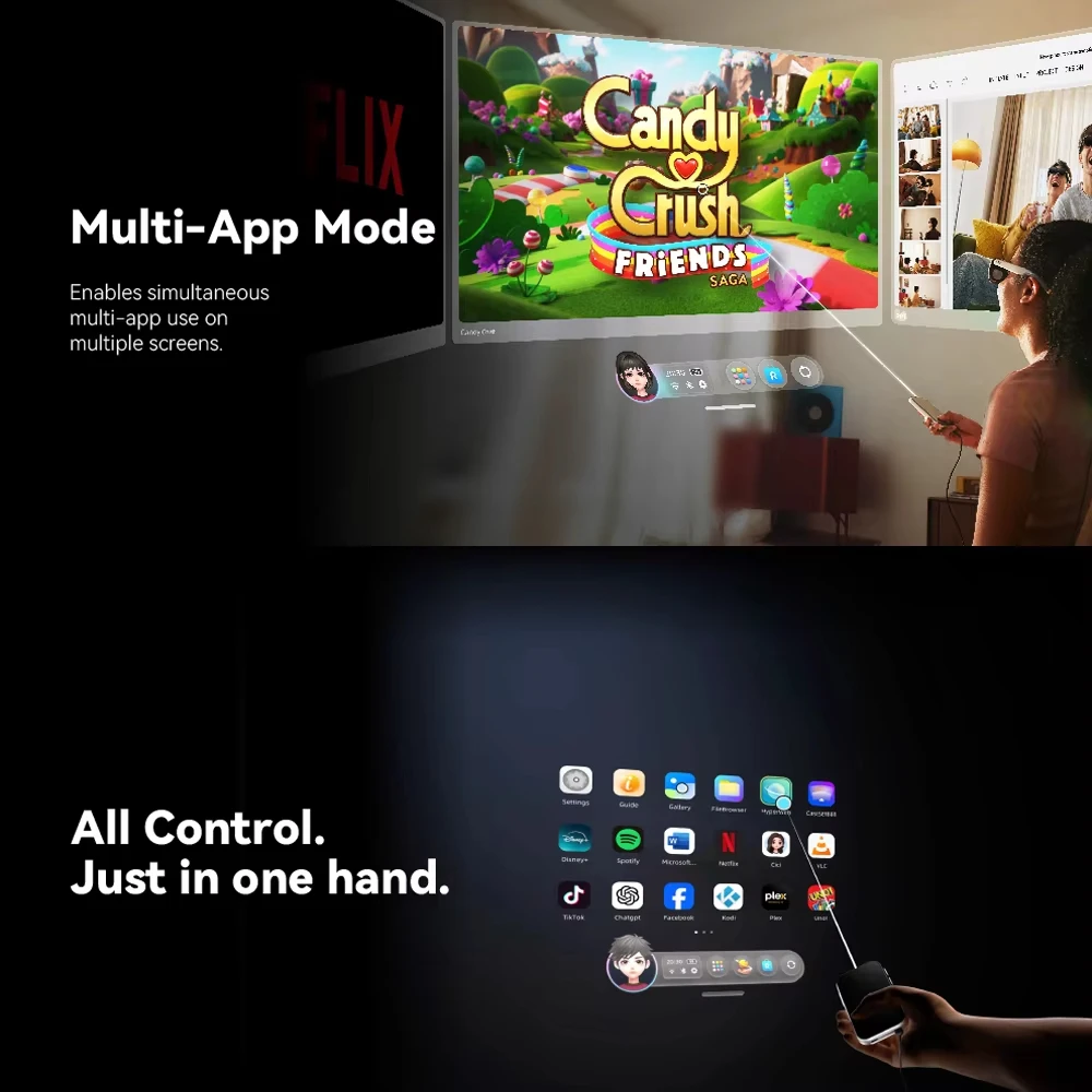 Rokid Max2 AR Glasses 3D Smart AR Glasses 8GB+128GB HD 90Hz Refresh Rate Supports AI Voice Operation Charge while using function