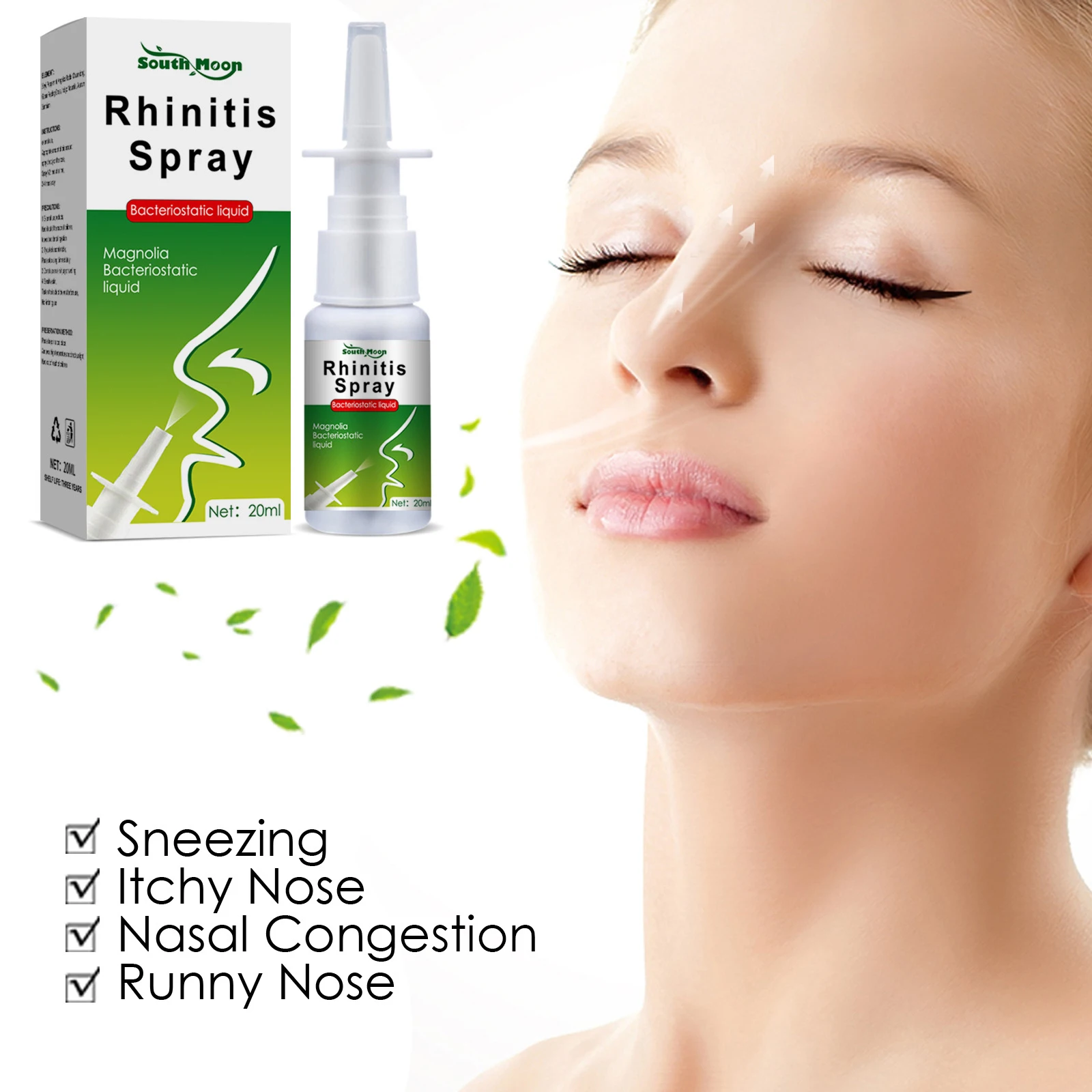 20ml Nasal Spray Nose Allergy Relief Prevents Nasal Allergy Symptoms Non-Drowsy  Relieve Nose Congestion Spray Alleviate Snoring