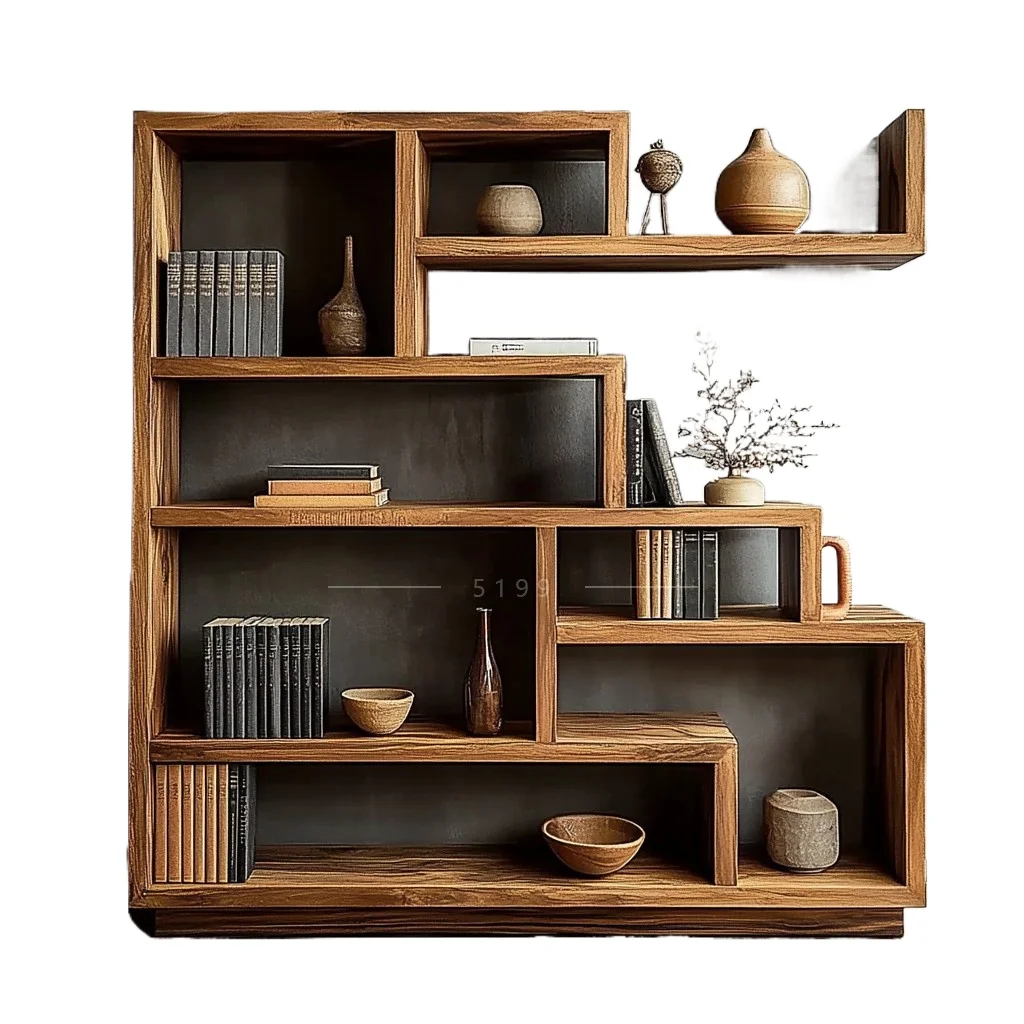 

Мебель в бревенчатом стиле, книжные полки из цельного дерева, перегородки для чайной комнаты, полки из цельного дерева Duobao Pavilion