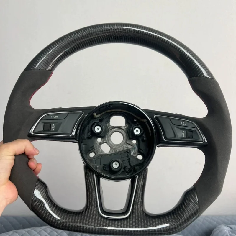 Couro de fibra de carbono personalizado para Audi A3 A4 A4L A5 A7L A8 Q5 Q7 B9 A6 R8 TT Q2 Q3 Q4, acessórios de interior de carro para volante
