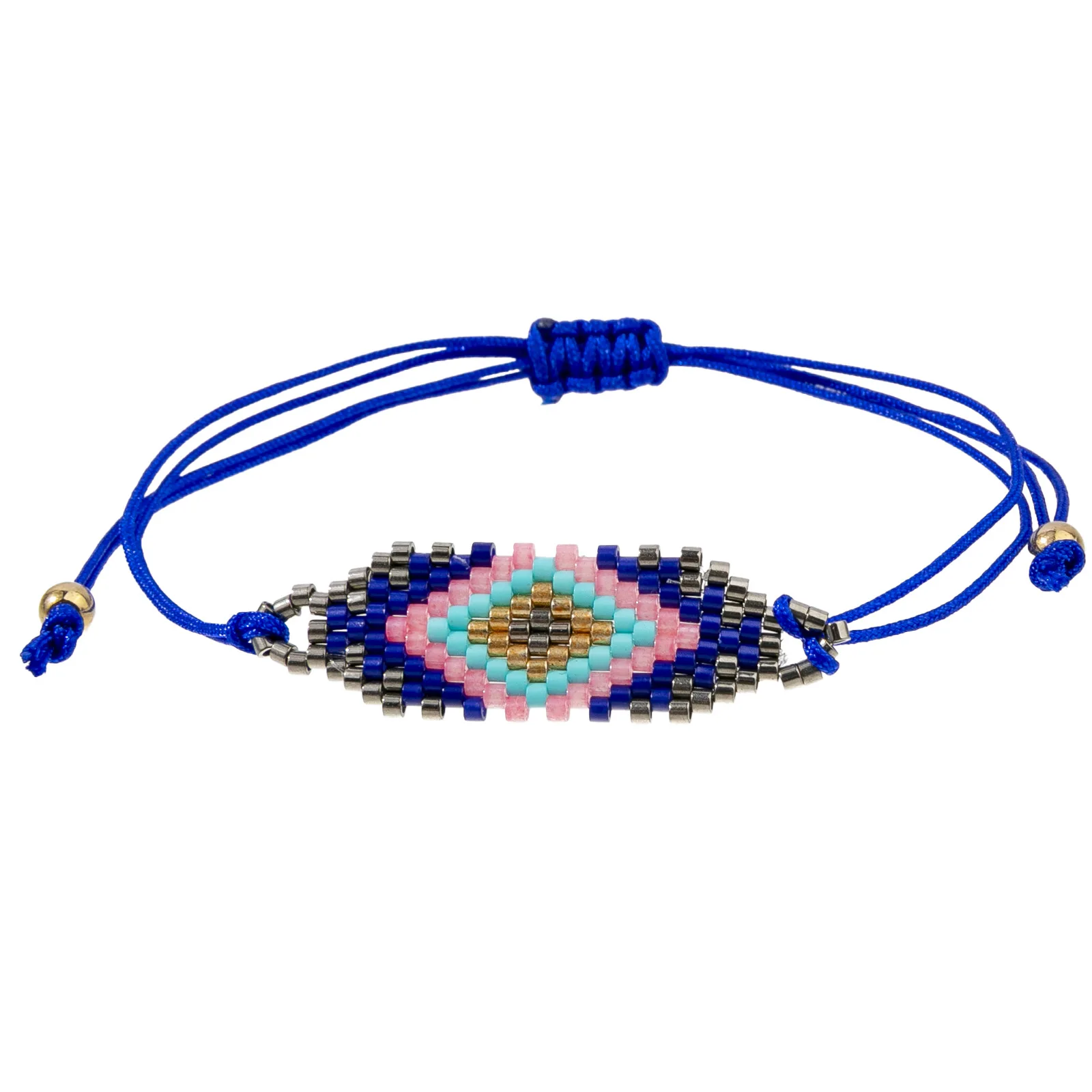 

Богемный разноцветный браслет из рисовых бусин, регулируемый ручной работы, геометрический ромб, индивидуальный национальный стиль, креативный аксессуар