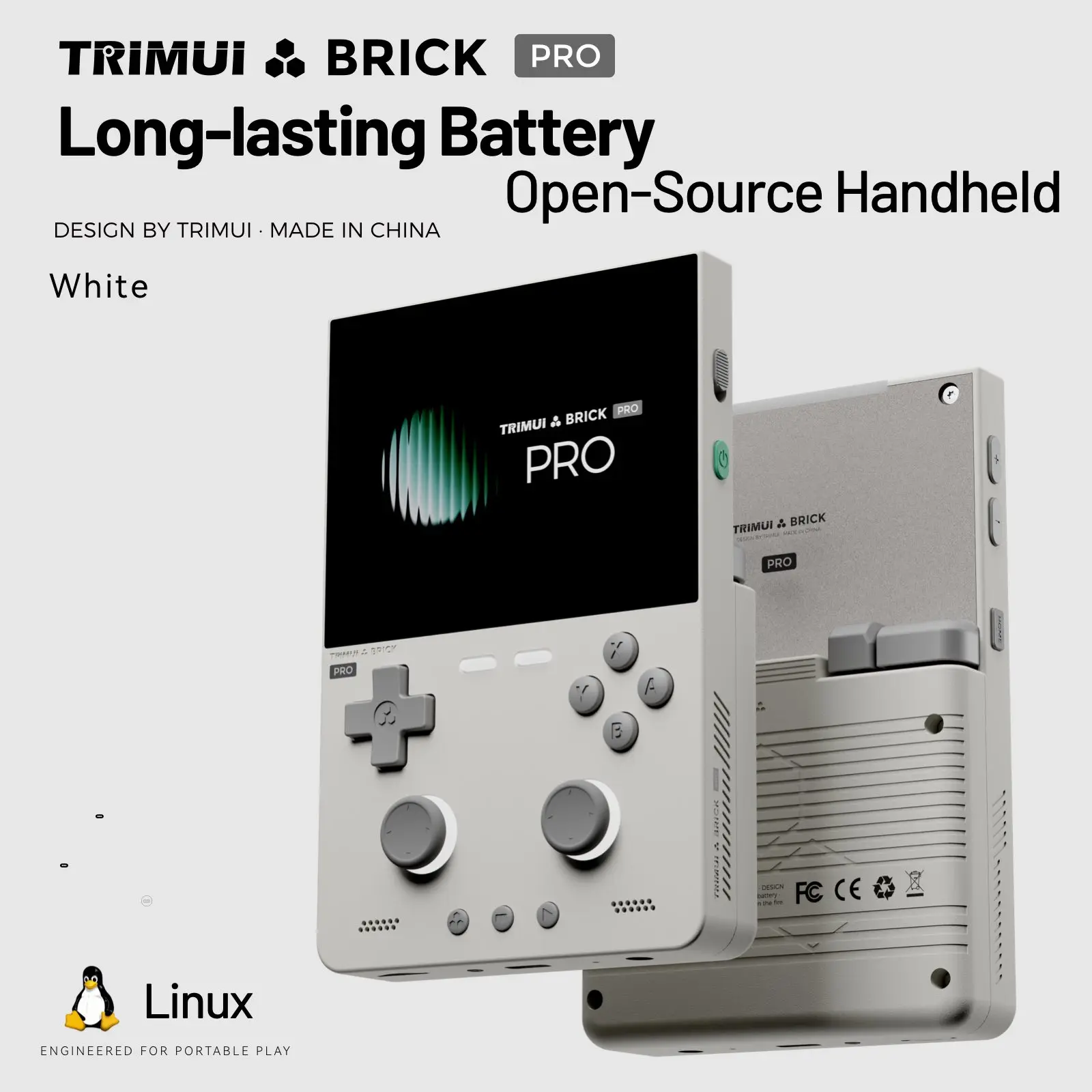 TRIMUI BRICK PRO Nouvelle Console de Jeux Portable avec Écran IPS Haute Définition de 3,95 pouces, Console de Jeux Vidéo Rétro, Système Linux Open Source